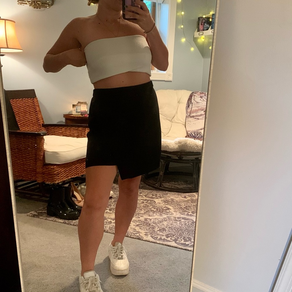 Black Asymmetrical Front Skirt